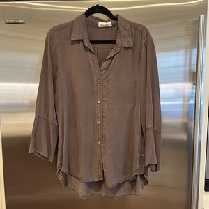 BELLA DAHL brown 100% tencil women’s large button down